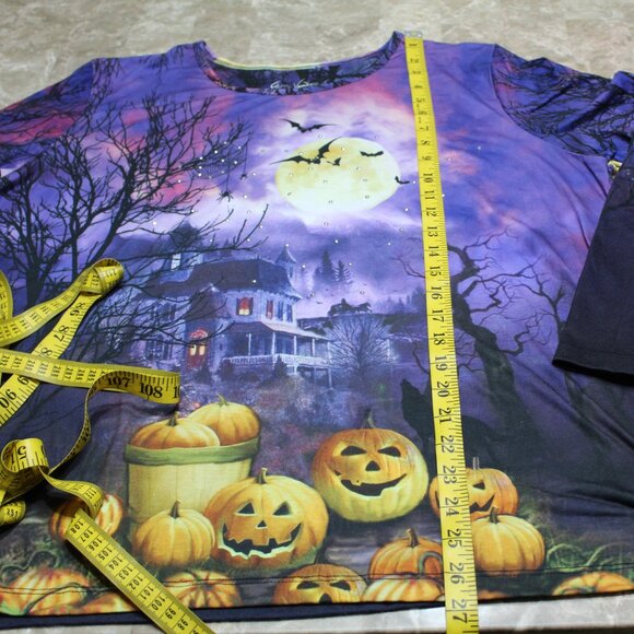 Gloria Vanderbilt Casuals Women's XXL Halloween Pumpkin Top Purple - Picture 7 of 12